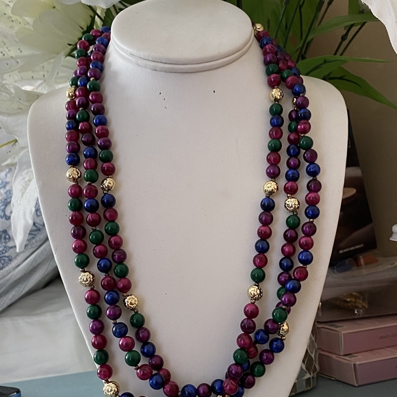 Jewelry - Multicolor Beaded Necklace with Gold Accents